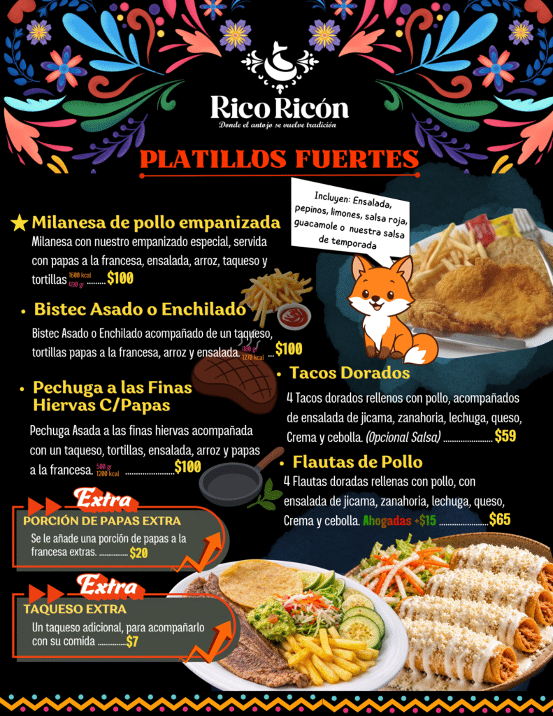 Rico Ricón - Menú página 3