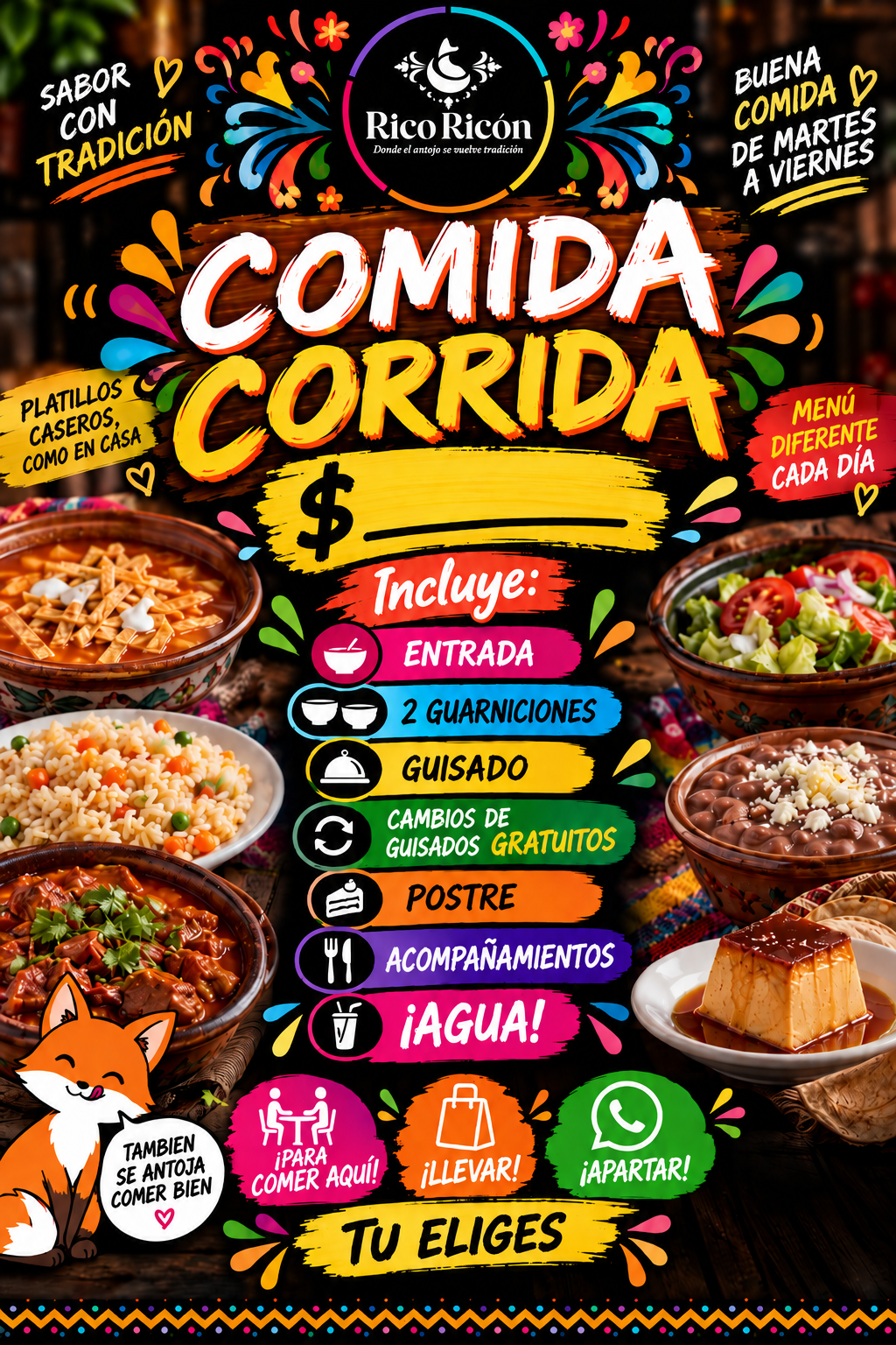 Comida corrida Rico Ricón